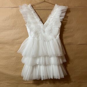 Elegant White Tiered Mini Dress